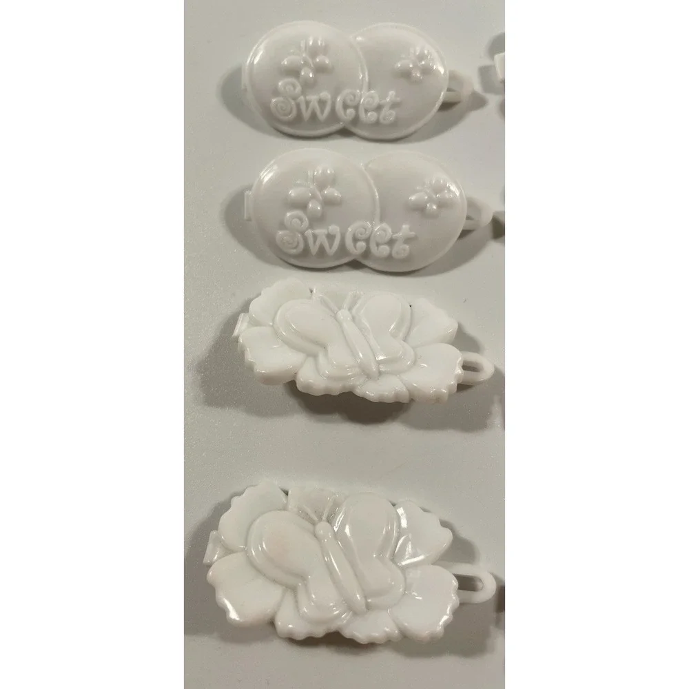Vintage Lot Hair Clip Butterfly Flower Bows White Iridescent Holo‎ 80s 90s Y2K